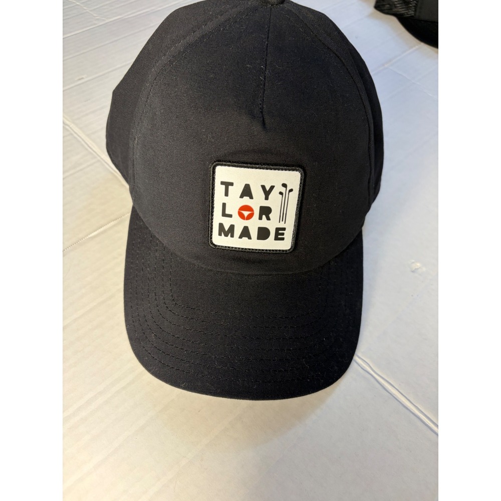 TaylorMade Golf Hat Black Snapback Adjustable Logo Patch Cap One Size OSFA
